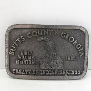 Metal Belt Buckle Butts County Georgia Treaty of Indian Springs 044 1977  USA